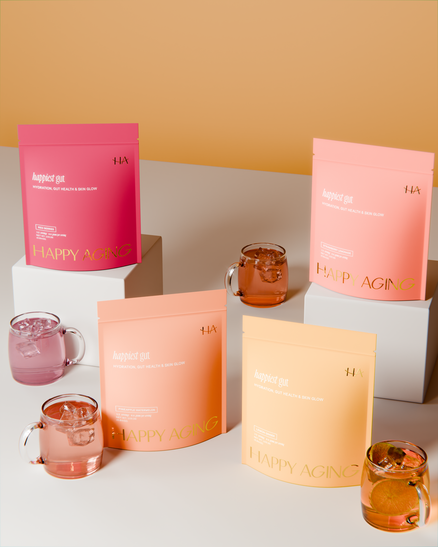 Happiest Gut pouches, four flavors