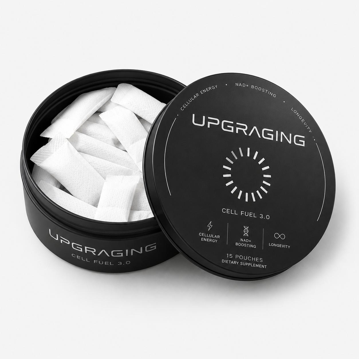 Upgraging tin open, showing the energy pouches inside